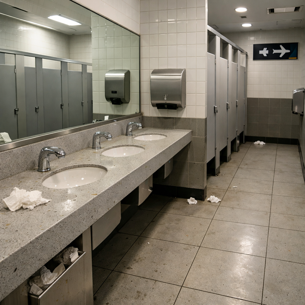 Airport Bathroom with Minimal Dirt