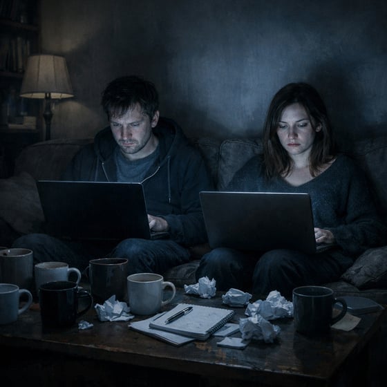 Melancholic Couple in Dimly Lit Living Room-1