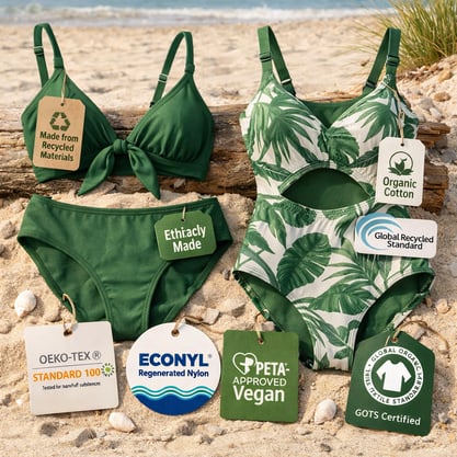 ecofriendly swimwear with visible ecolabels