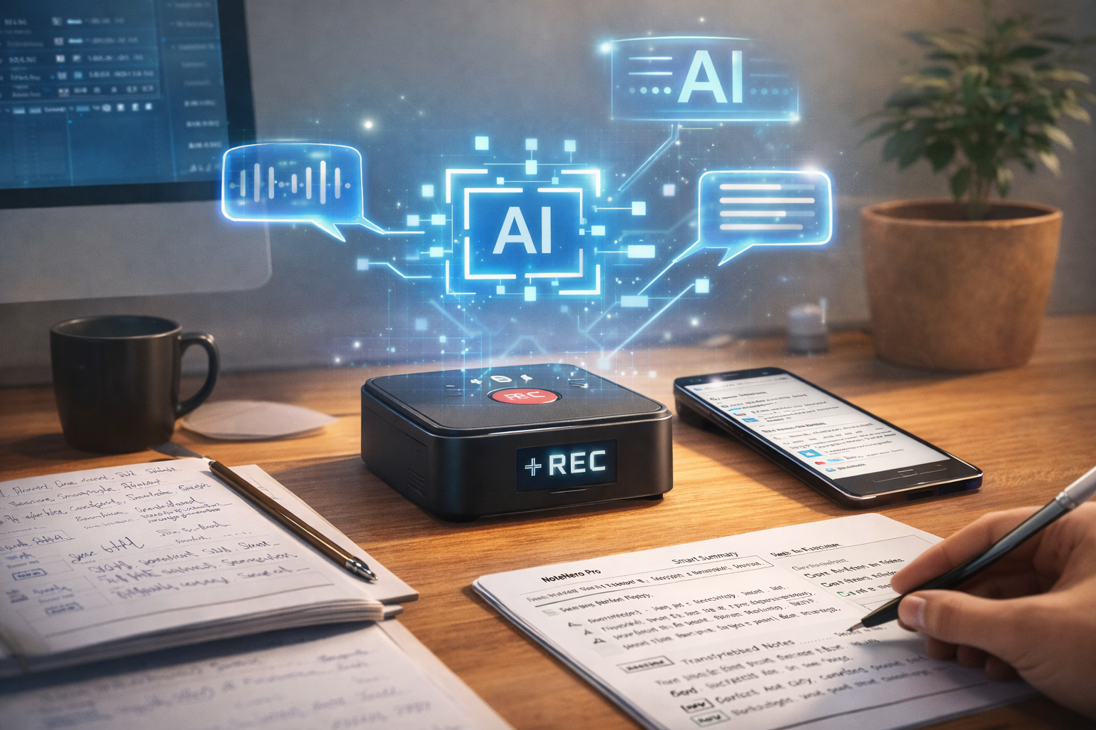 NoteHero Pro recorder with AI transcription and smart lecture summaries